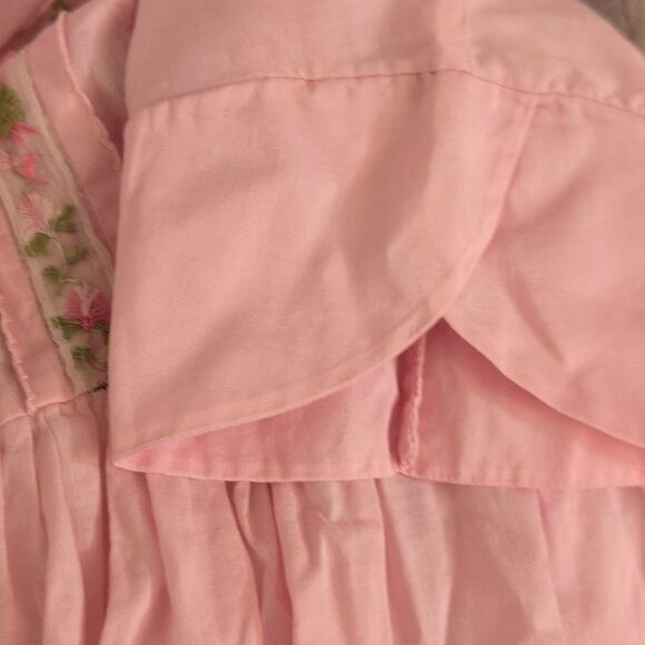 Girls 50s 60s MCM Pink Floral Embroidered Pink Sheer Overdress‎ Dress - Picture 5 of 6